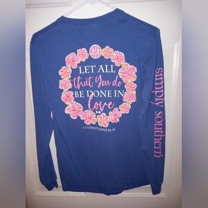 Simply Southern Long Sleeve Tee Reads " Let all that you do be done in love"